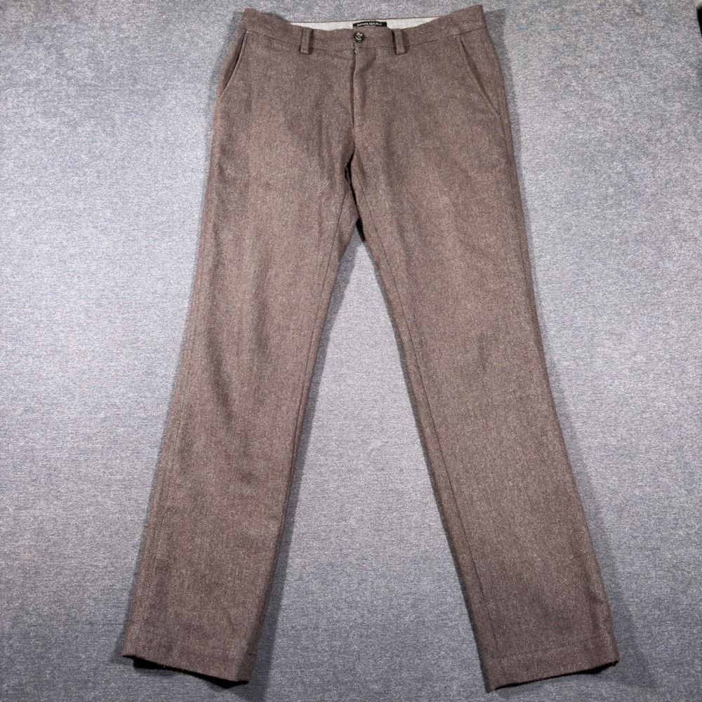 Banana Republic Aiden Pant Men 31x32 Brown Wool Blend Slim Fit Chino Trousers - Picture 1 of 8
